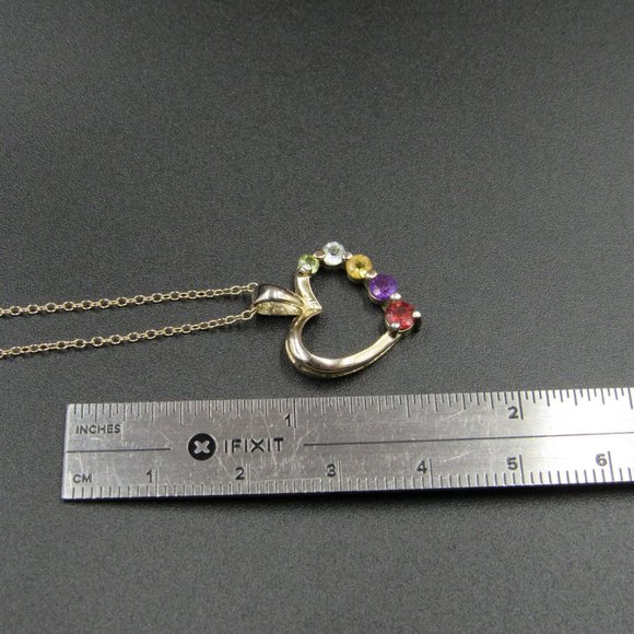 18" Sterling Silver Peridot Topaz Citrine Necklace - Picture 5 of 6